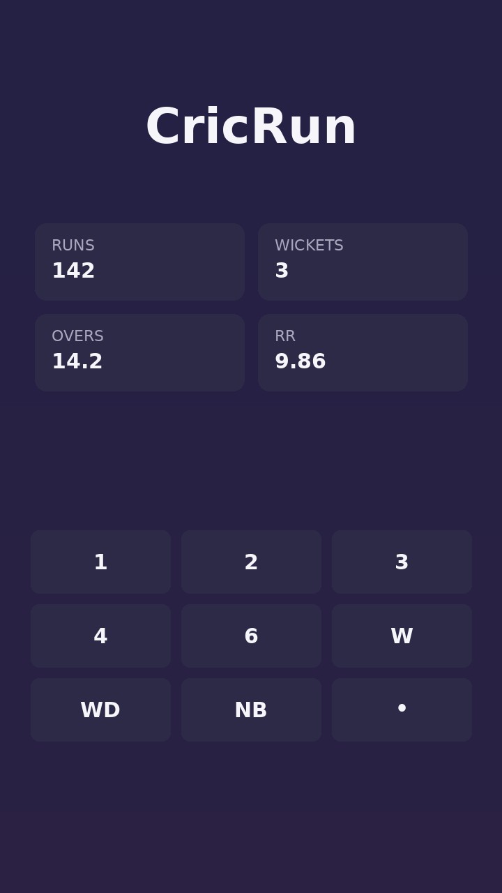 CricRun Counter home screen